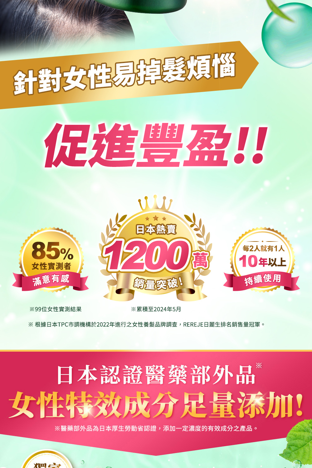 REREJE 日麗生 RRJ養髮液75mlx6入組(女人我最