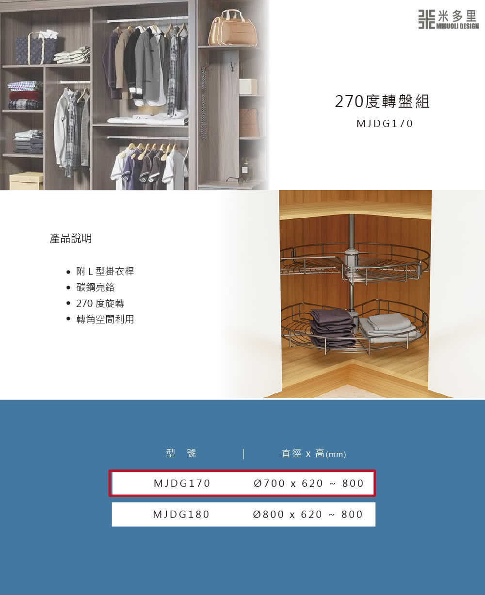 MIDUOLI 米多里 270度轉盤組-MJDG170品牌優