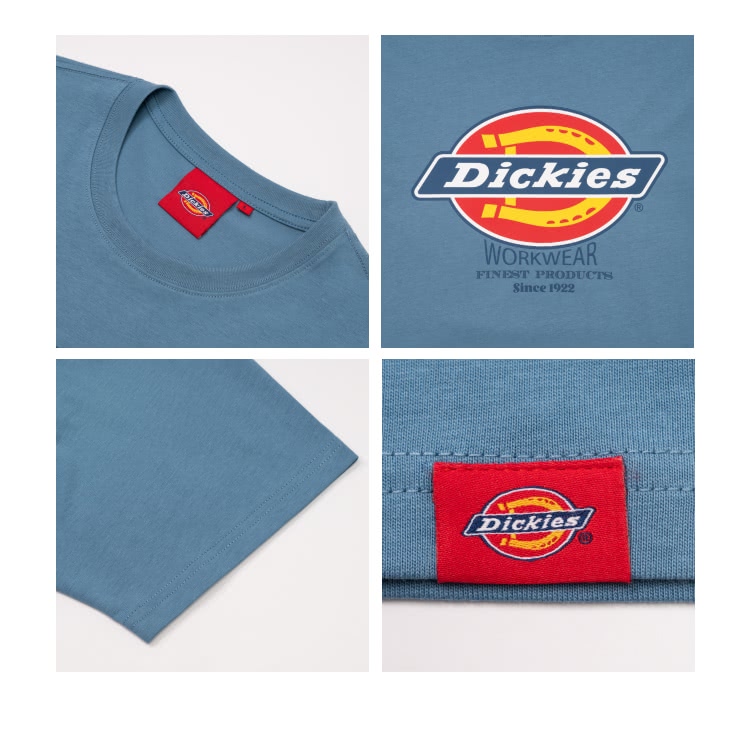 Dickies 男女款王冠藍純棉胸前經典三色大Logo印花寬
