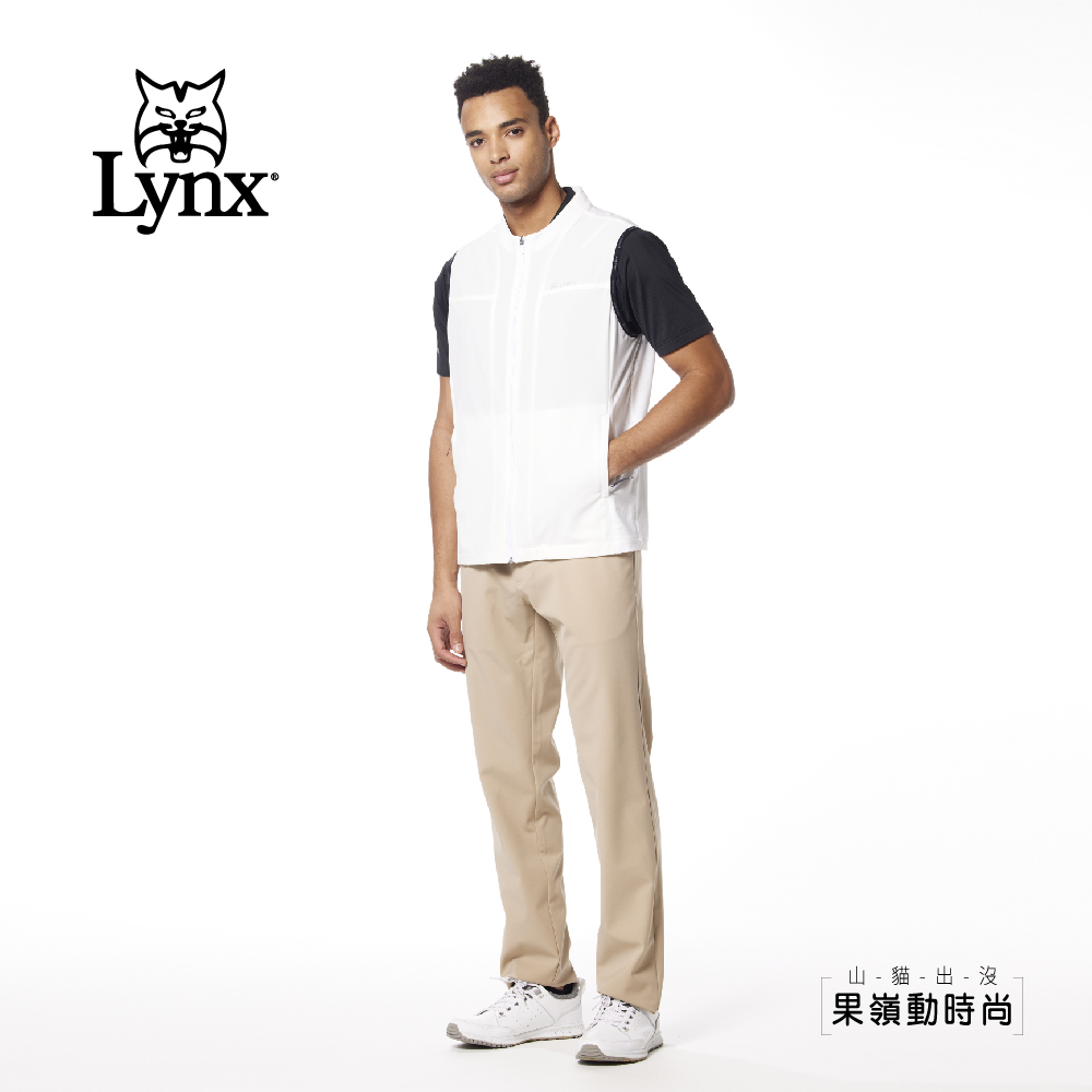 Lynx Golf 男款抗UV吸排機能輕薄舒適剪接沖孔LOG