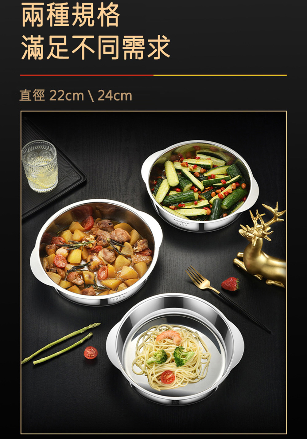 兩種規格 滿足不同需求 直徑22cm  24cm 