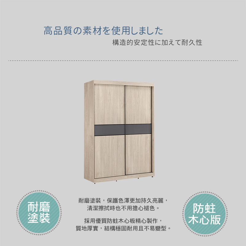 BODEN 奧拉4尺多功能推門/拉門衣櫃(三吊桿+一抽) 推