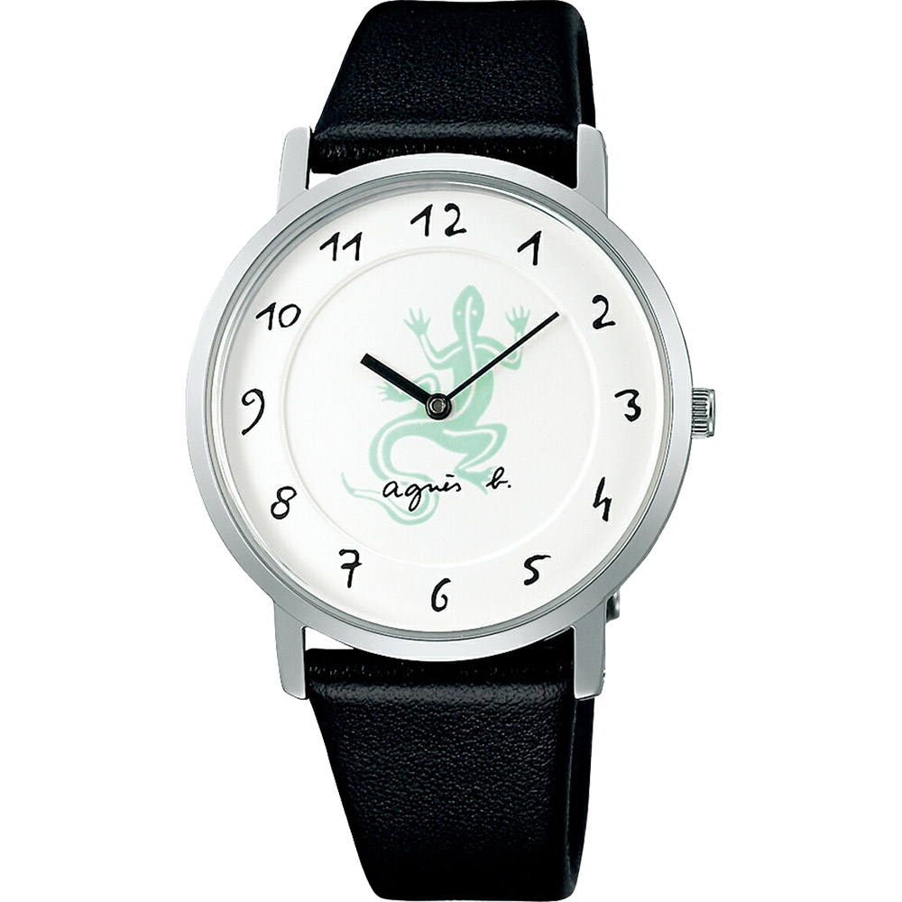 agnes b. 35周年特別版 夜光蜥蜴中性手錶-33.8