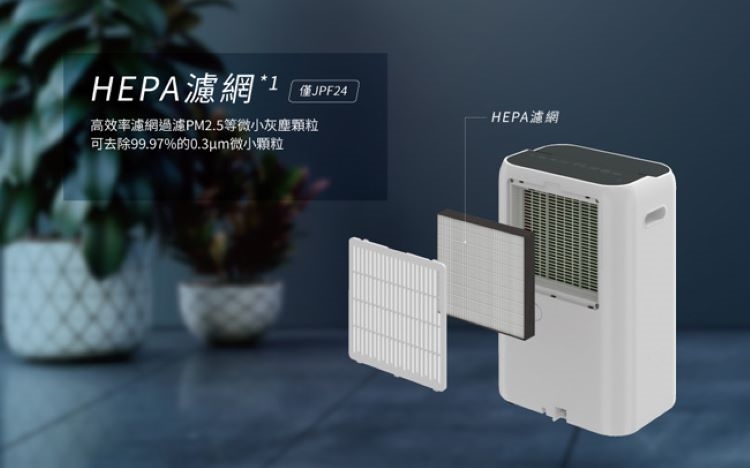 HEPA濾網1 僅JPF24 HEPA濾網 高效率濾網過濾PM2.5等微小灰塵顆粒 可去除99.97%的0.3um微小顆粒 