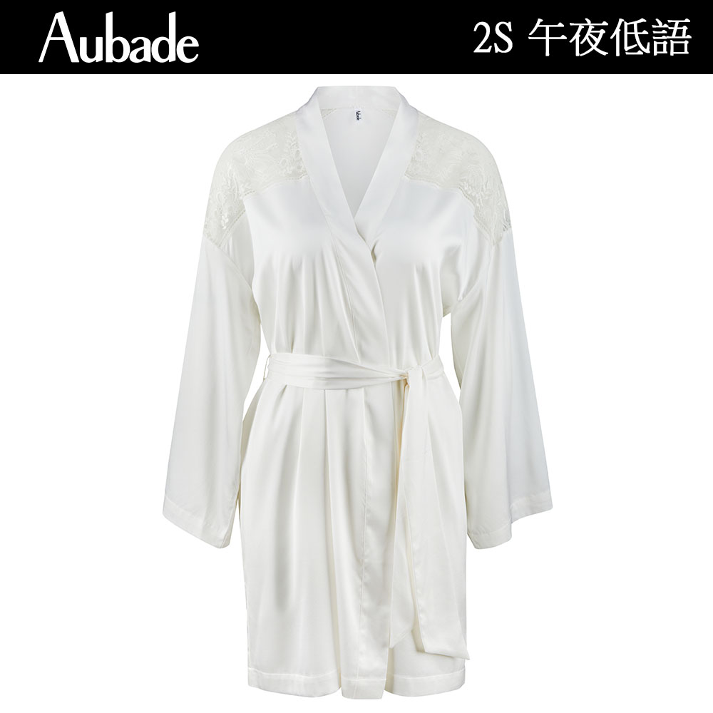 Aubade 午夜低語蠶絲長袖膝上外袍 蕾絲性感睡衣 女睡衣