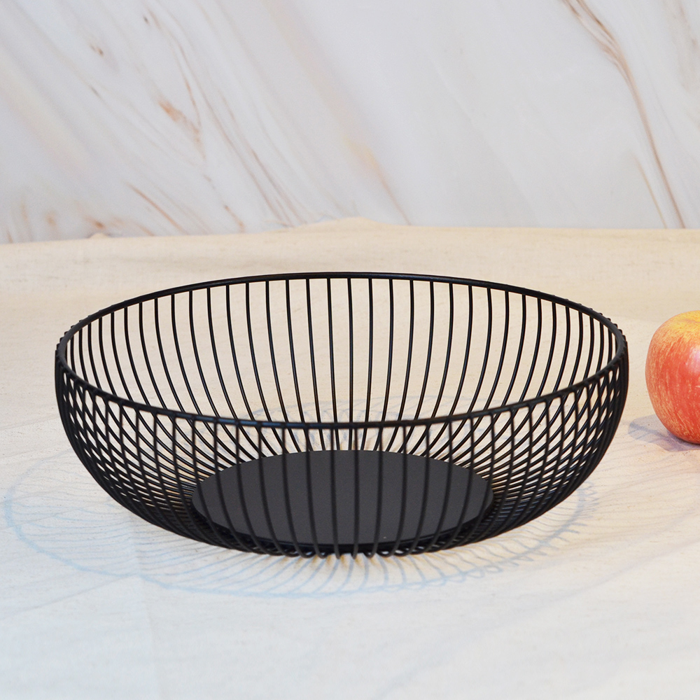 YU Living 信歐傢居 鐵製線條造型水果籃 11吋(黑