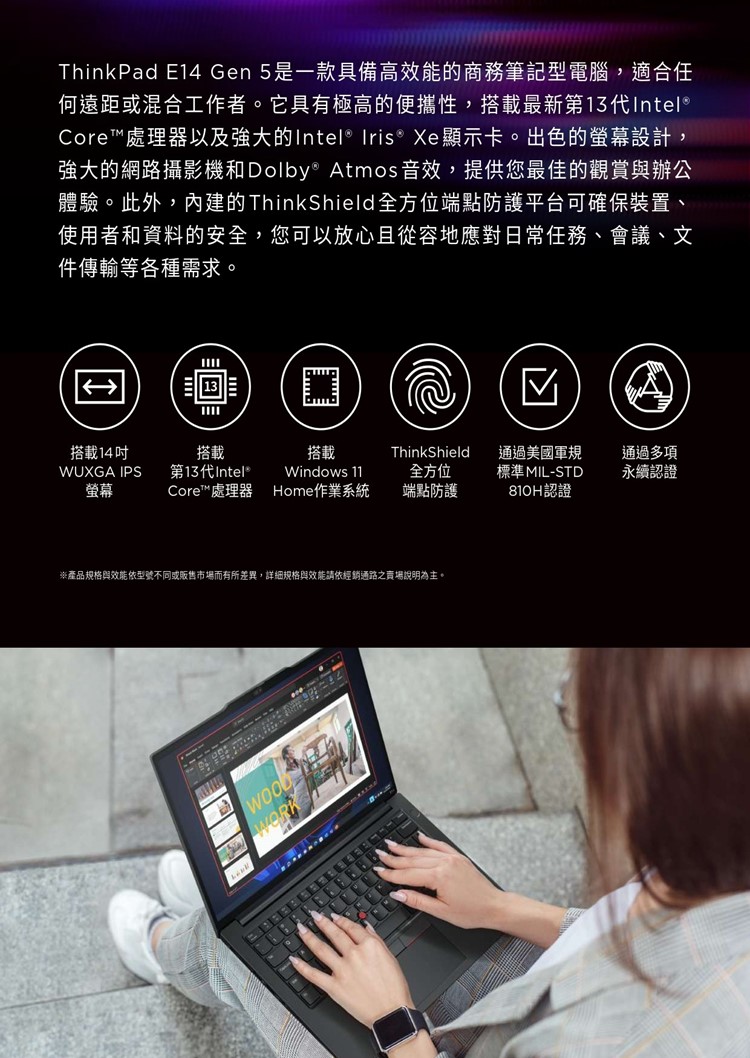 ThinkPad 聯想 14吋i7商務筆電(E14 Gen5