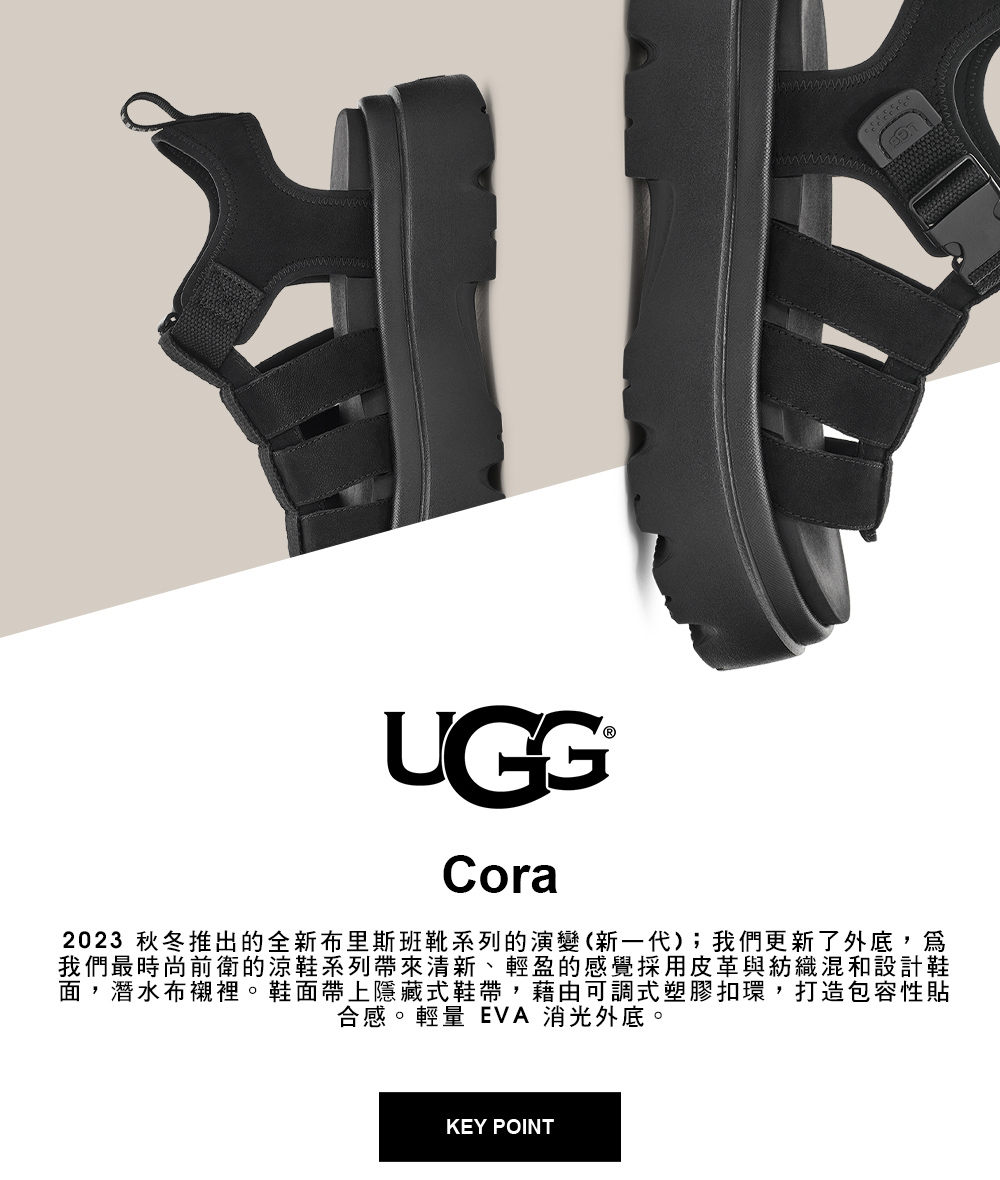 UGG 女鞋/涼鞋/厚底涼鞋/真皮涼鞋/Cora(黑色-UG