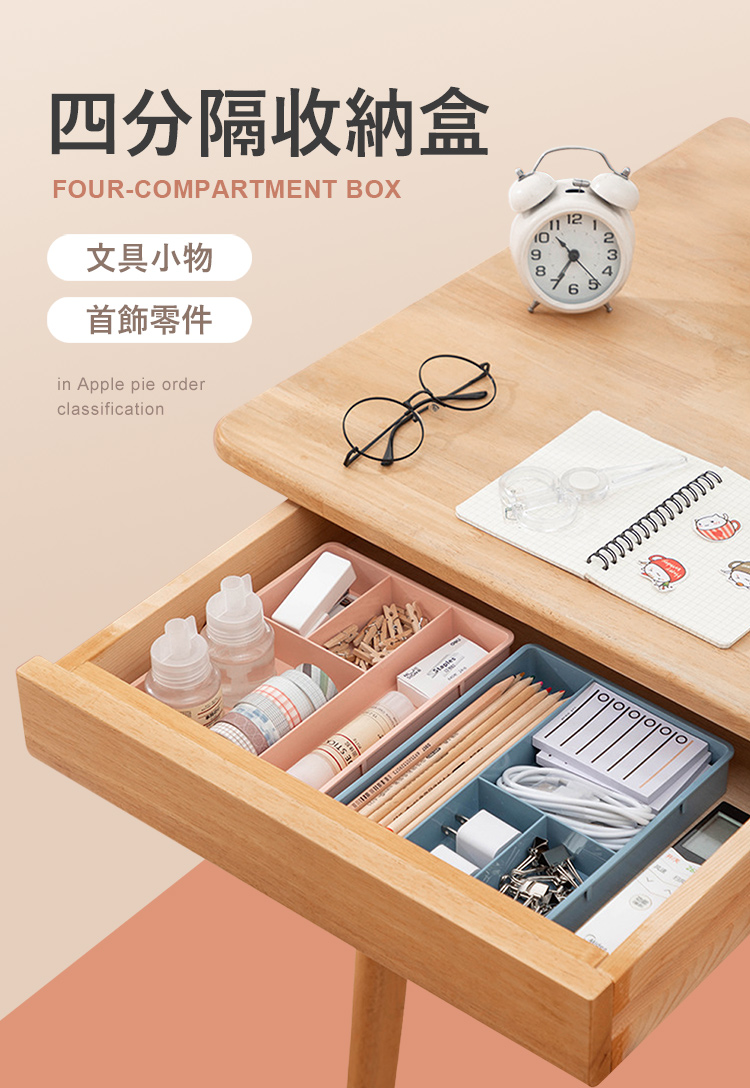 E.dot 2入組 桌面抽屜分類四格收納盒(置物盒)品牌優惠
