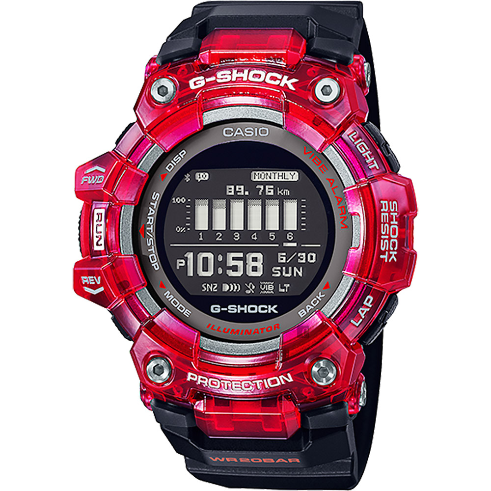 CASIO 卡西歐 G-SHOCK 多功能運動藍芽電子錶-紅