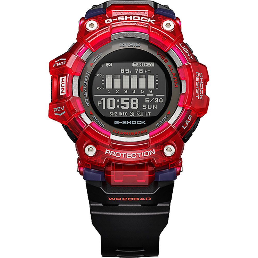 CASIO 卡西歐 G-SHOCK 多功能運動藍芽電子錶-紅