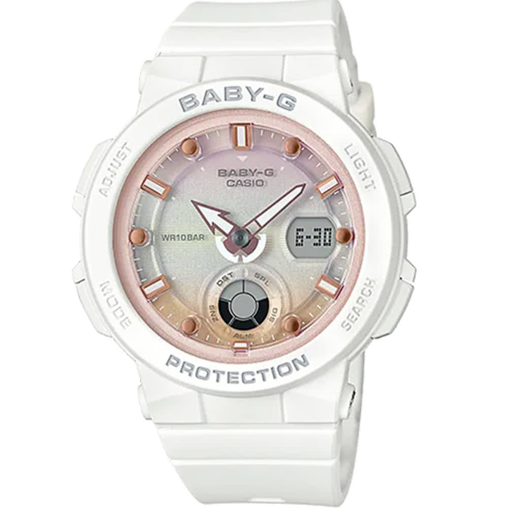 CASIO 卡西歐 Baby-G 海洋渡假 霓虹手錶-白(B