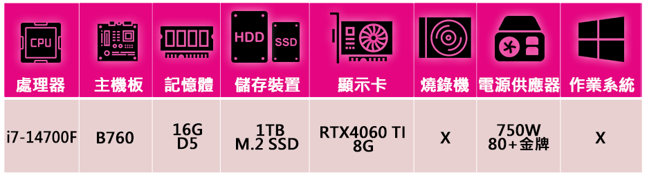 華碩平台 Intel二十核GeForce RTX 4060T