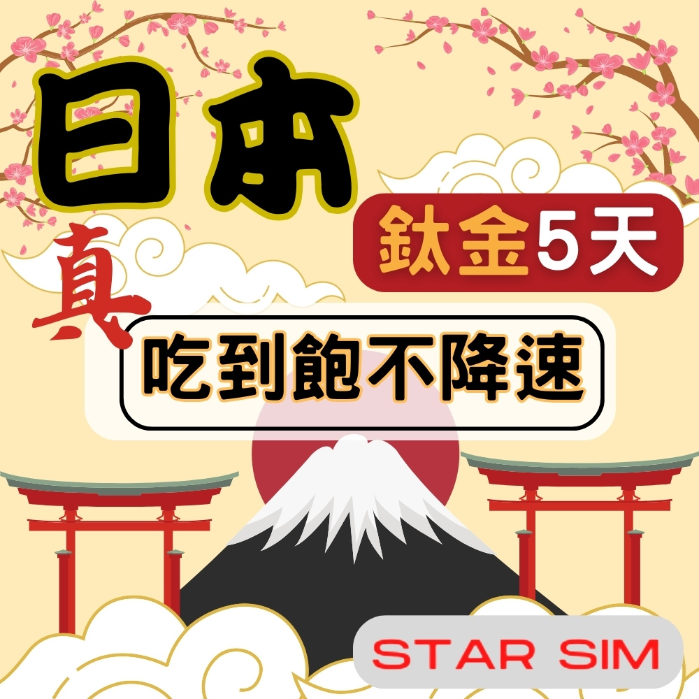 星光卡 STAR SIM 日本鈦金上網卡5天 真不降速不限量