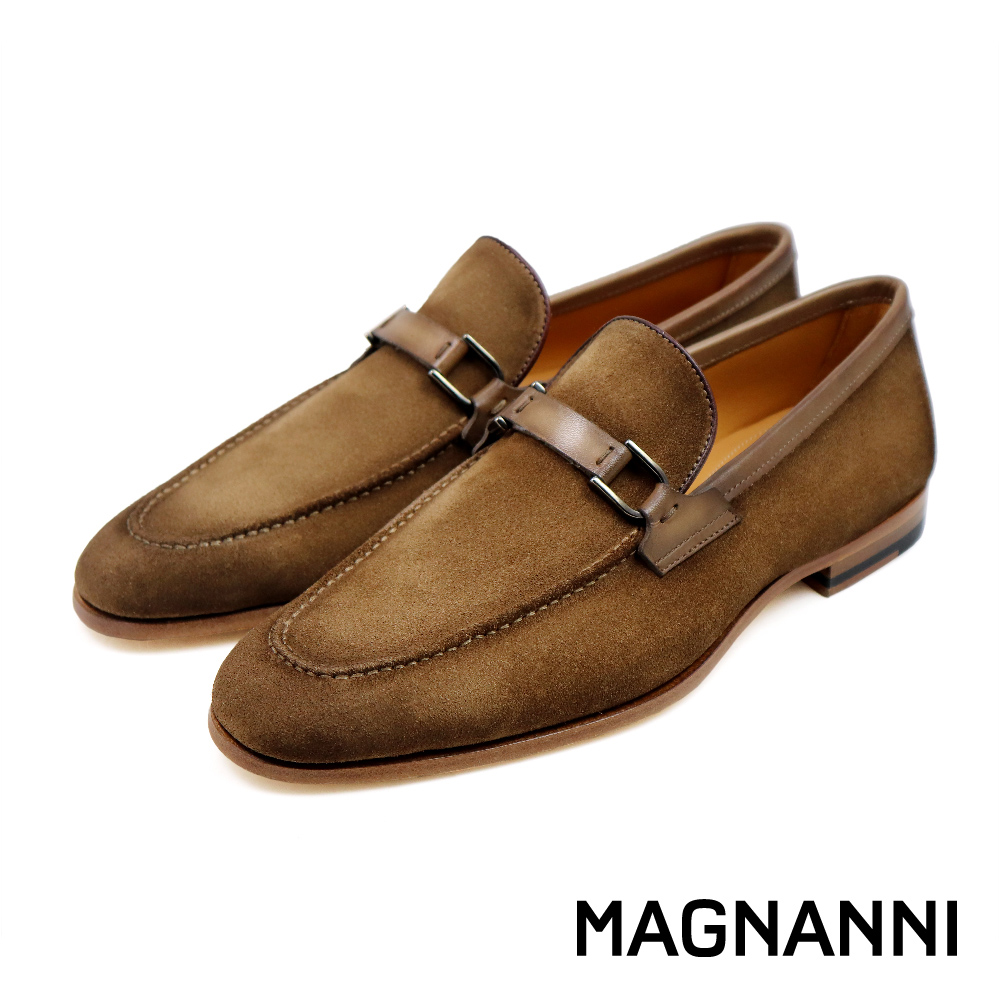 MAGNANNI 西班牙質感麂皮低跟樂福鞋 深棕色(2564