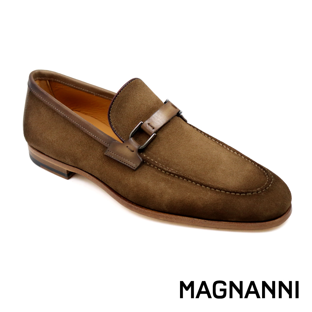 MAGNANNI 西班牙質感麂皮低跟樂福鞋 深棕色(2564