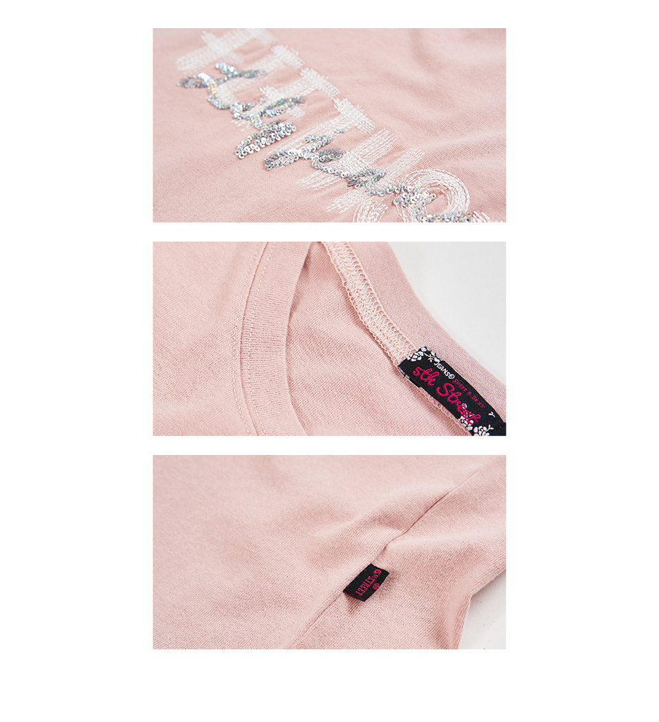 5th STREET 女裝亮片繡字短袖T恤-粉紅 推薦