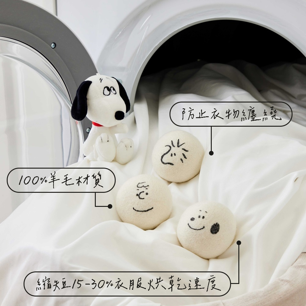 SNOOPY 史努比 100%羊毛烘衣球 9顆/3盒(附收納