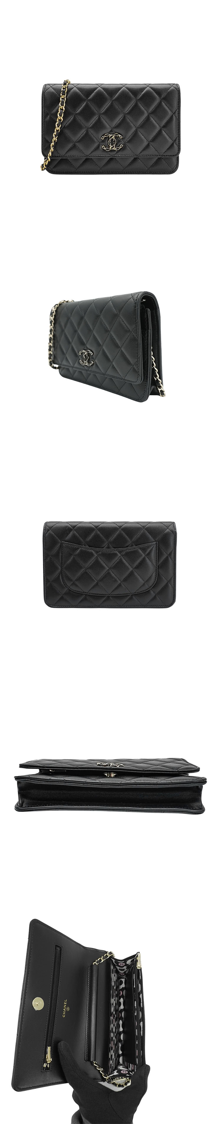 CHANEL 香奈兒 金雙C羊皮菱格紋WOC鍊帶斜背包(AP