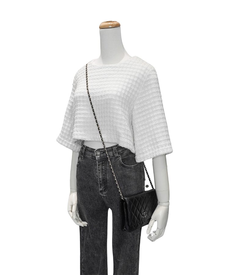 CHANEL 香奈兒 金雙C羊皮菱格紋WOC鍊帶斜背包(AP