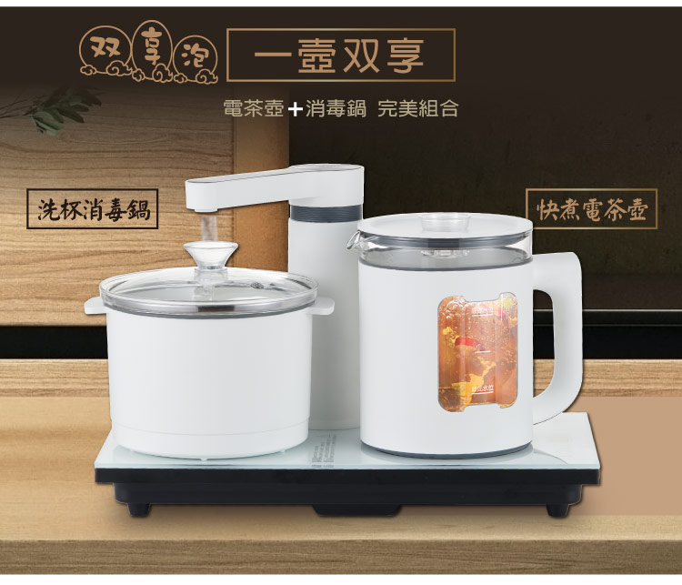 洗杯消毒鍋 一壺双享 電茶壺消毒鍋 完美組合 快煮電茶壺 