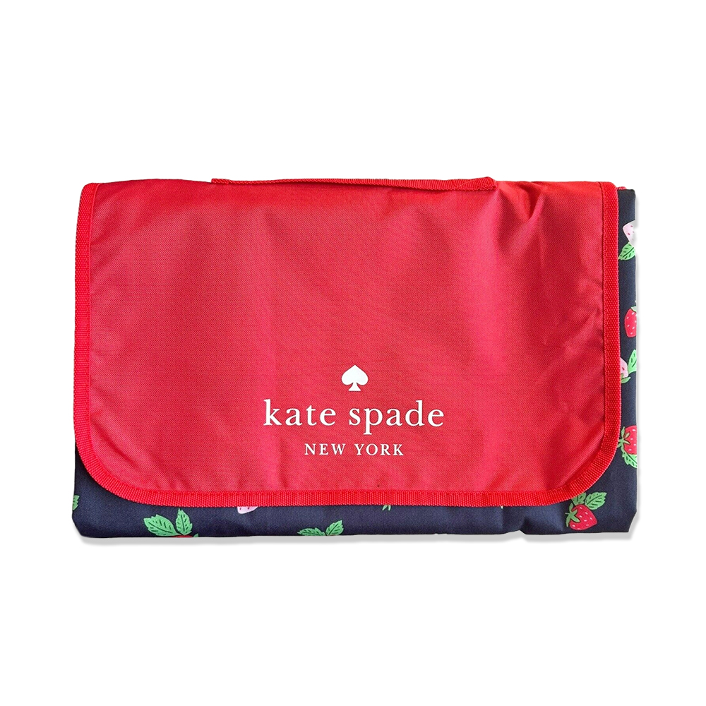 KATE SPADE 可愛草莓圖案手提折疊防水野餐墊 沙灘墊