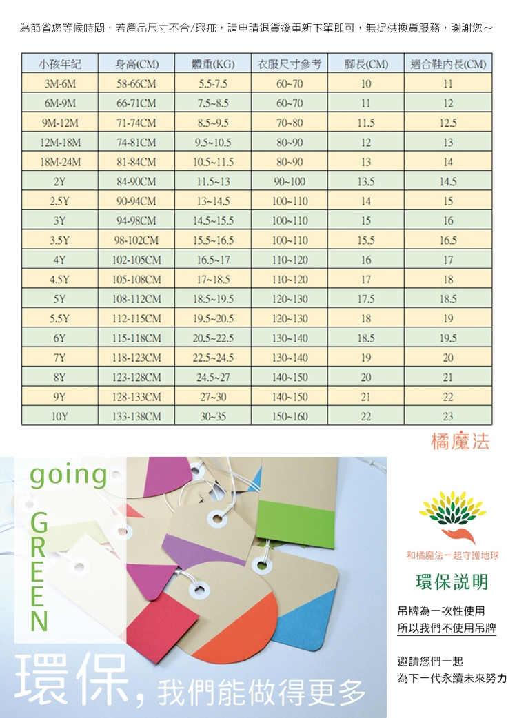 為節省您等候時間,若產品尺寸不合瑕疵,請申請退貨後重新下單即可,無提供換貨服務,謝謝您