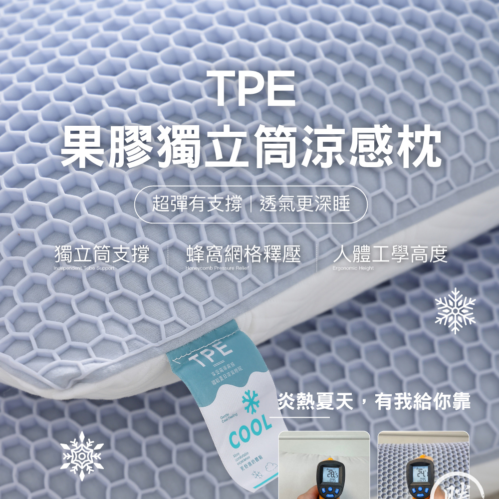 ISHUR 伊舒爾 台灣製造 TPE釋壓舒眠果膠獨立筒涼感枕