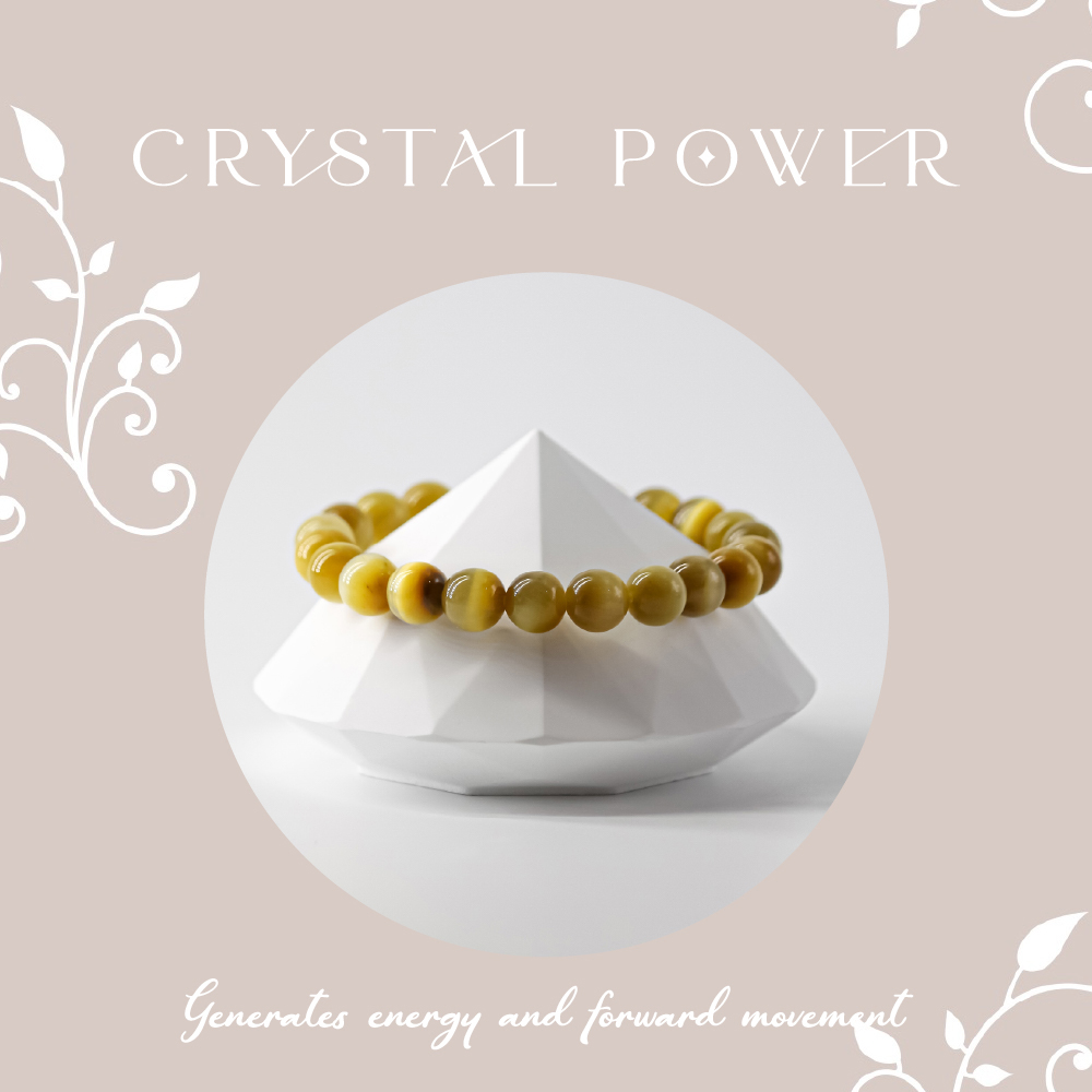 Crystal Power 黃金貓眼能量水晶手鍊 好運加滿x