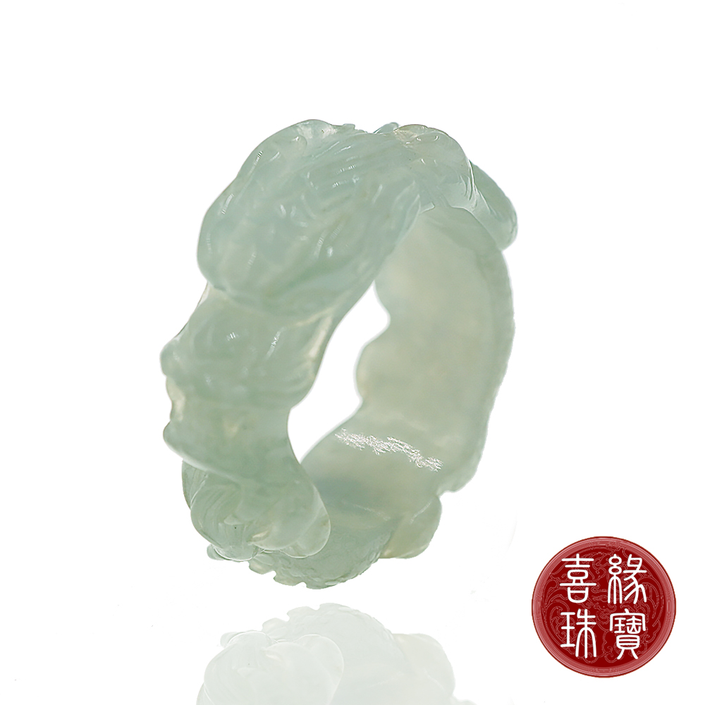 喜緣玉品 天然翡翠祥龍獻瑞戒指(美圍11)好評推薦