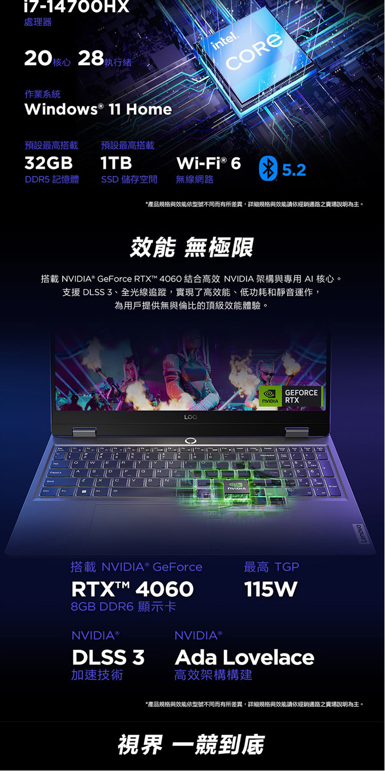 Lenovo 15.6吋i7獨顯RTX電競特仕(LOQ 15