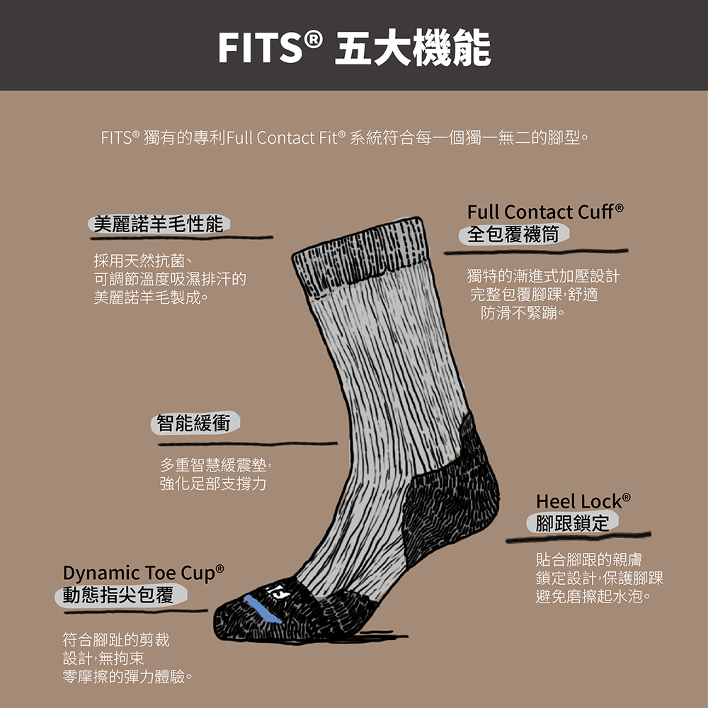 FITS light hiker中筒 輕避震 健行 登山 羊