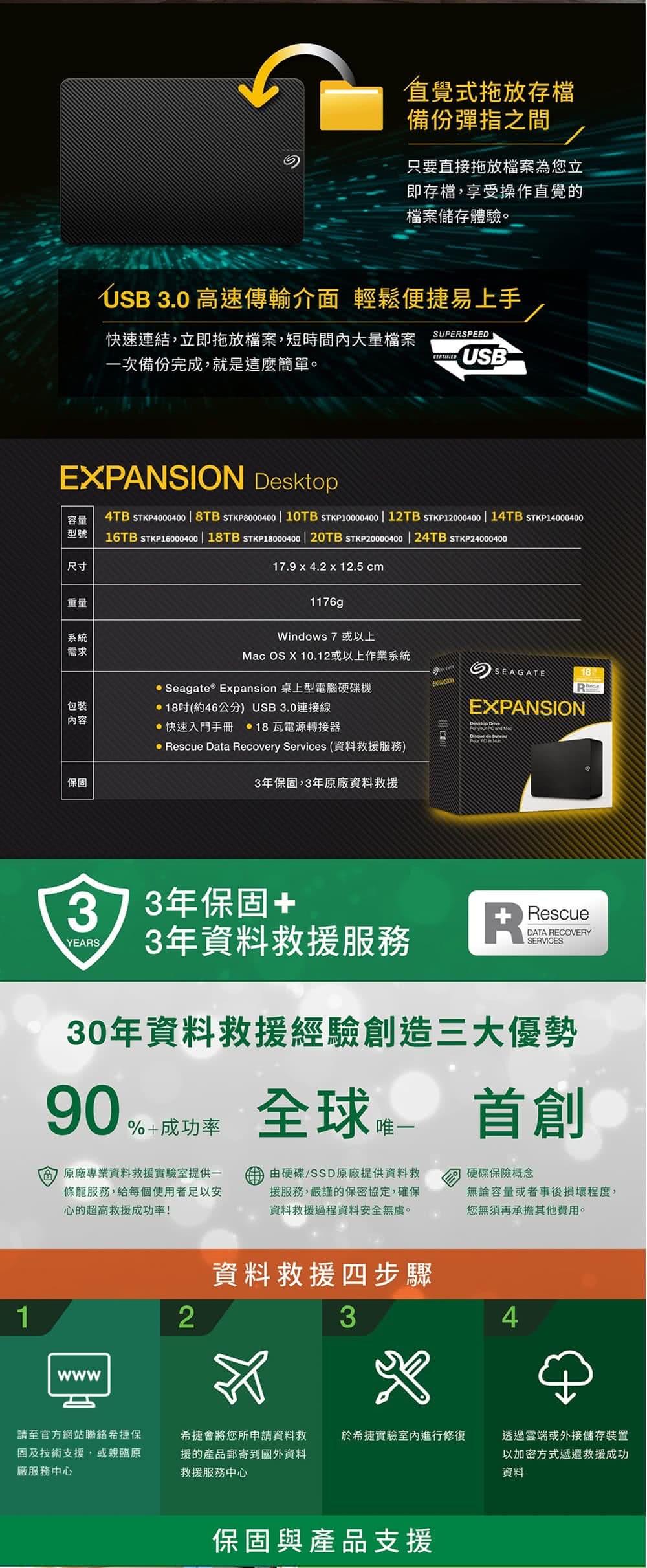SEAGATE 希捷 Expansion 20TB USB3