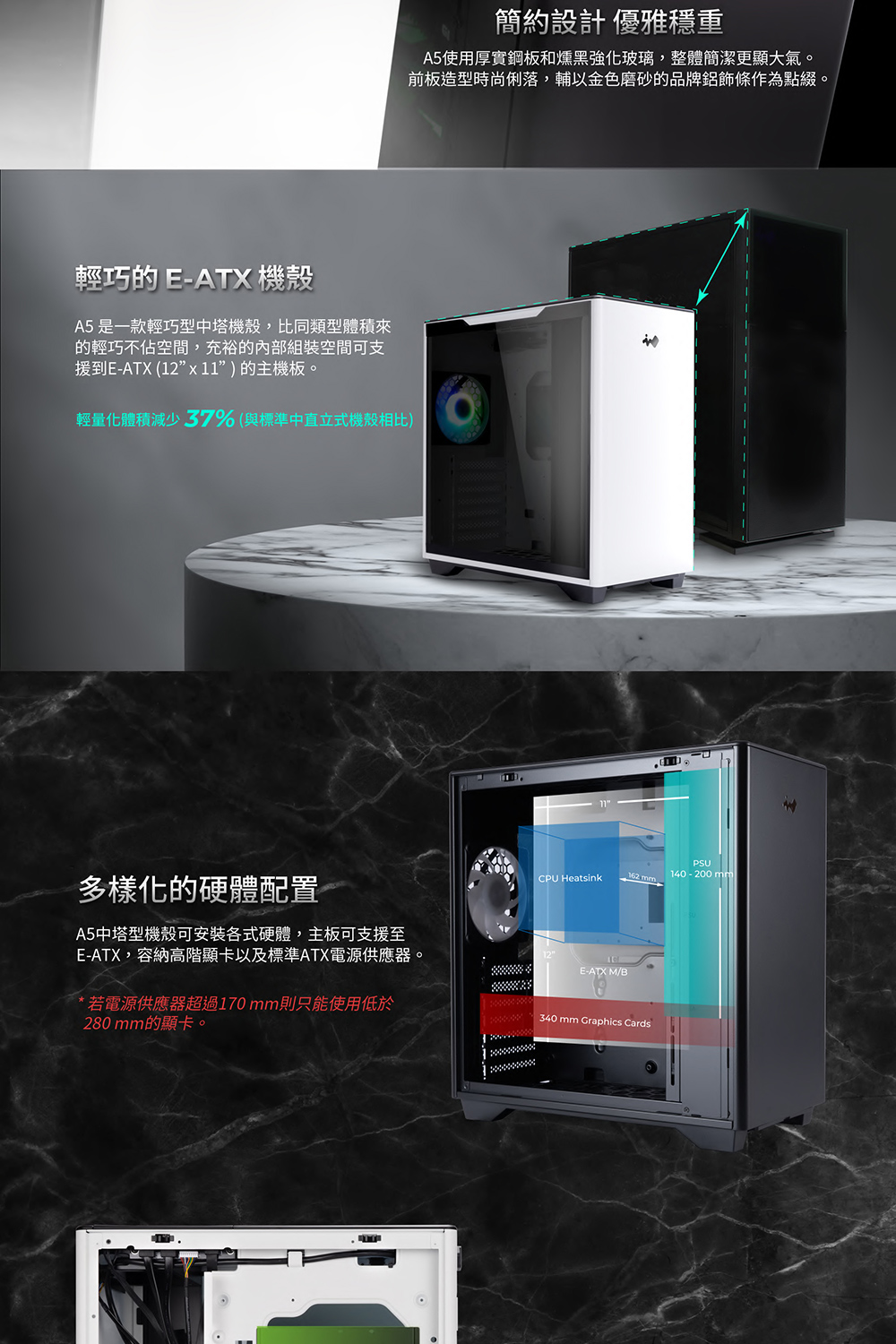 InWin 迎廣 A5 玻璃透側 E-ATX機殼(白)優惠推