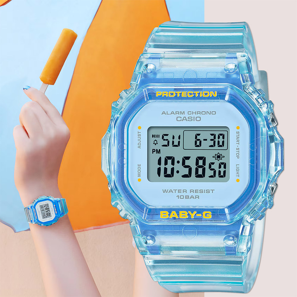CASIO 卡西歐 BABY-G 夏季透明方形女錶電子錶(B