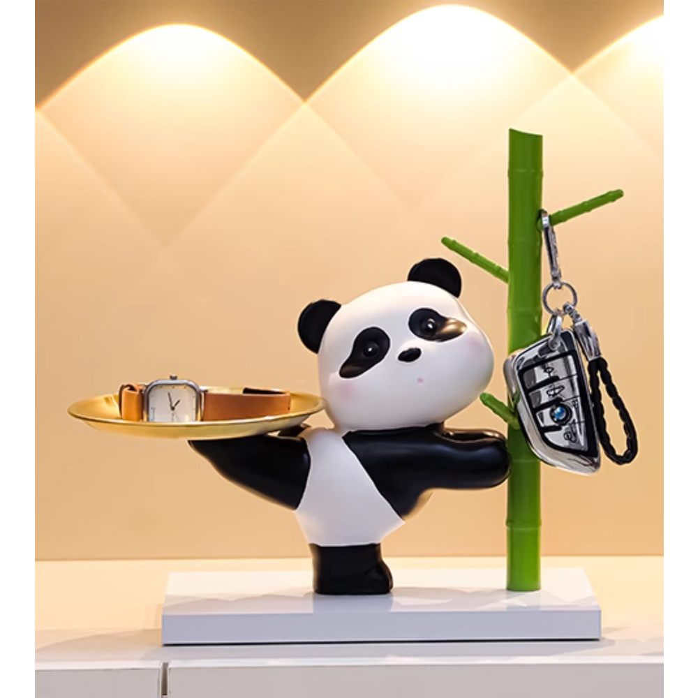 卡哇伊可愛熊貓擺件 玄關鑰匙收納裝飾品好評推薦