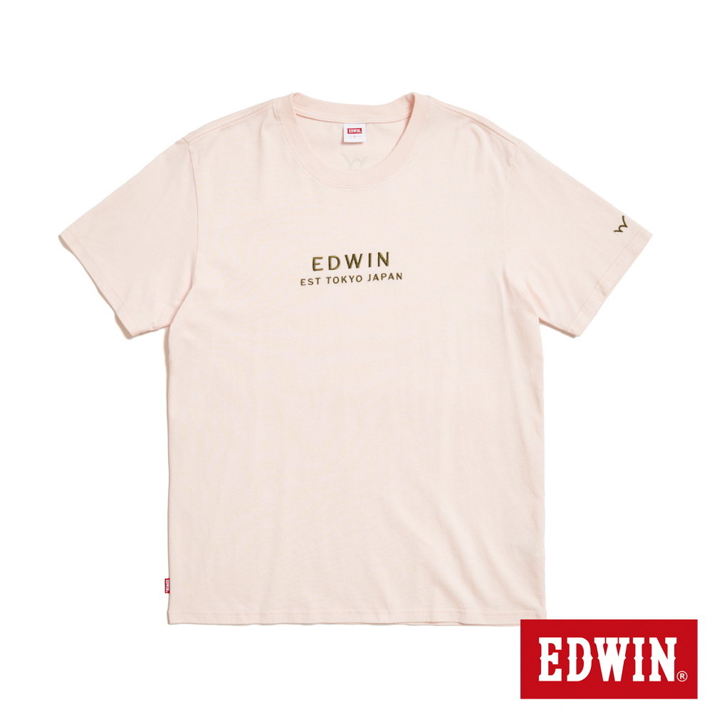 EDWIN 男裝 簡約刺繡印花短袖T恤(淡粉紅) 推薦