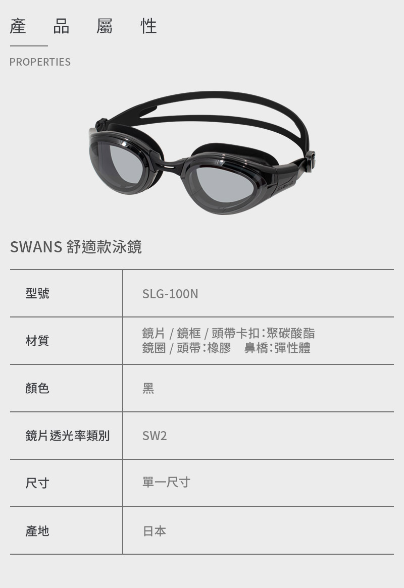 SWANS 全能舒適泳鏡 SLG-100N 推薦