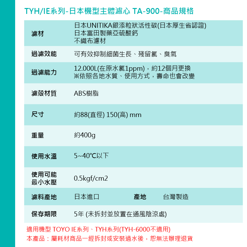 TOYO 電解水機濾心 TA-900(公司貨)優惠推薦