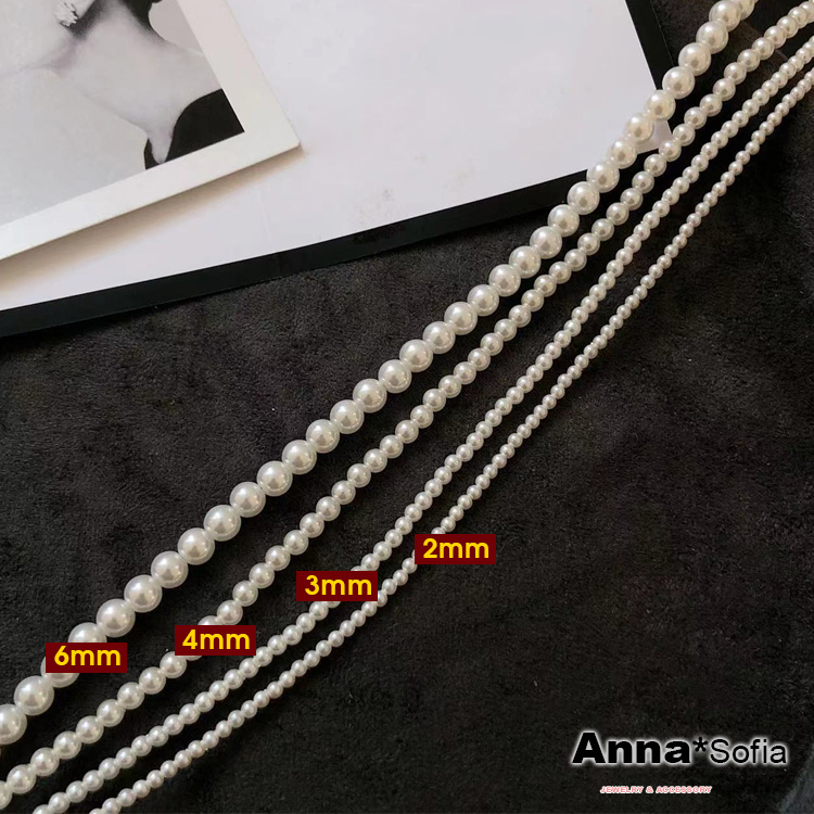 AnnaSofia 鎖骨鍊項鍊-簡約玻璃珍珠 現貨 送禮(共
