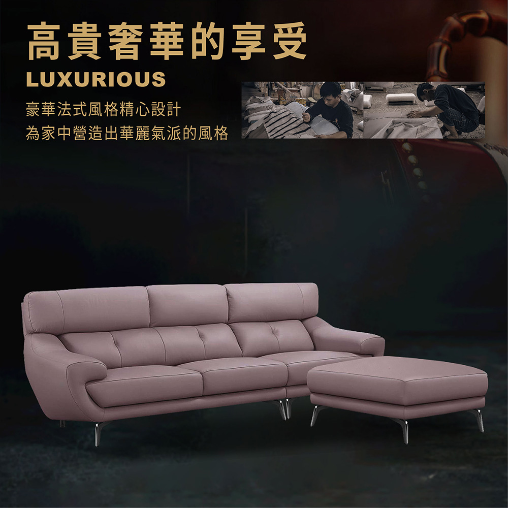 ASSARI 帝蘭朵經典L型半牛皮沙發(四人座+81x81c