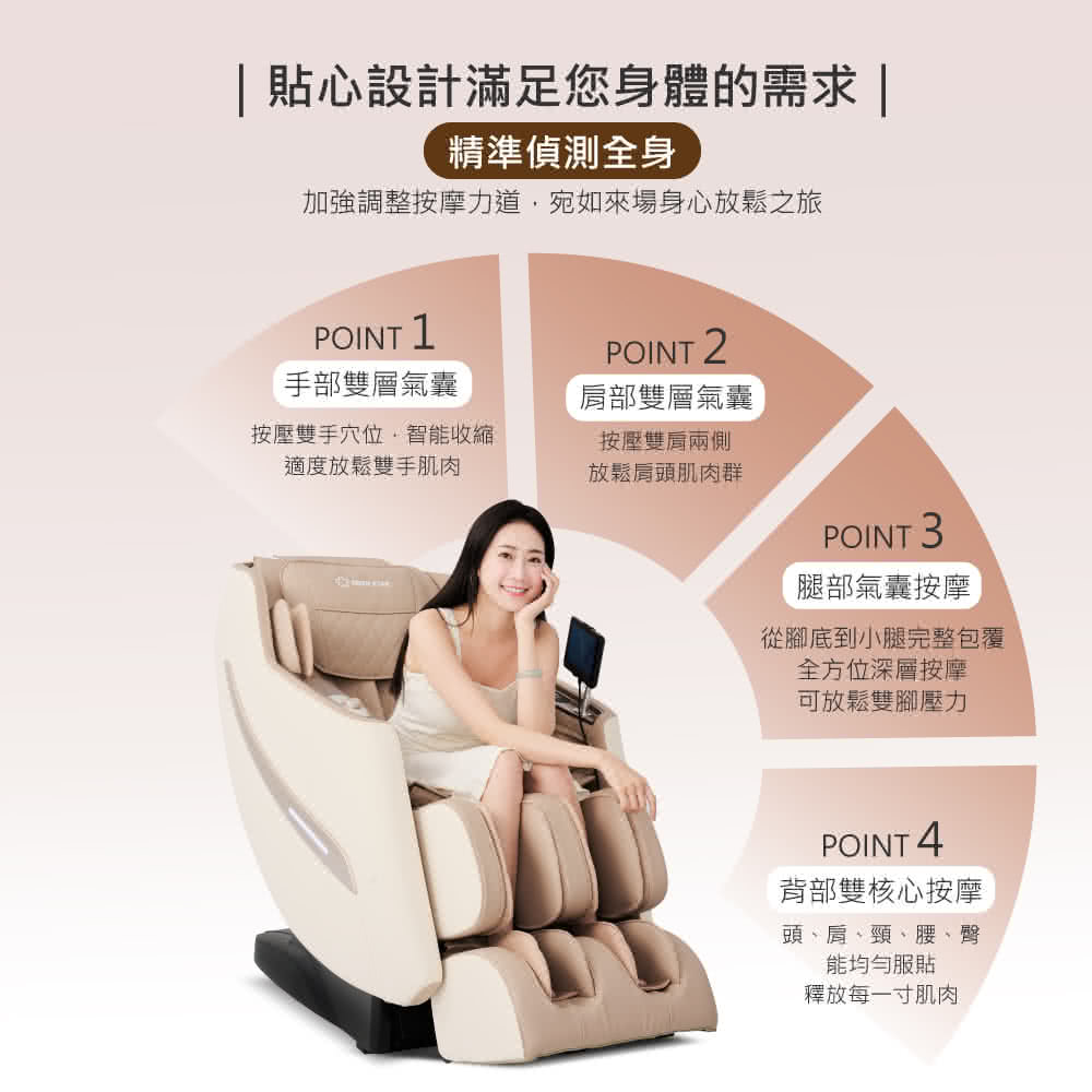 加強調整按摩力道,宛如來場身心放鬆之旅