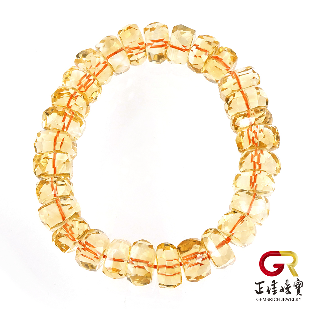 正佳珠寶 黃水晶 頂級超淨體 不規則鑽切 47g 黃水晶手珠