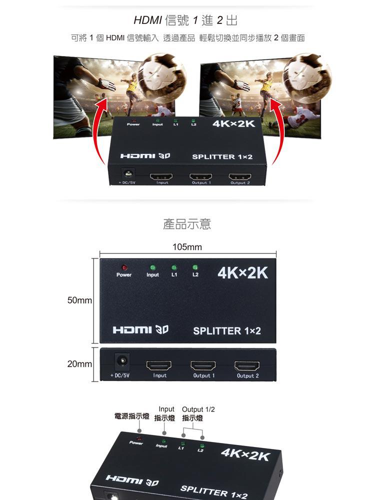 伽利略 HDMI 4K2K影音分配器 1進2出優惠推薦
