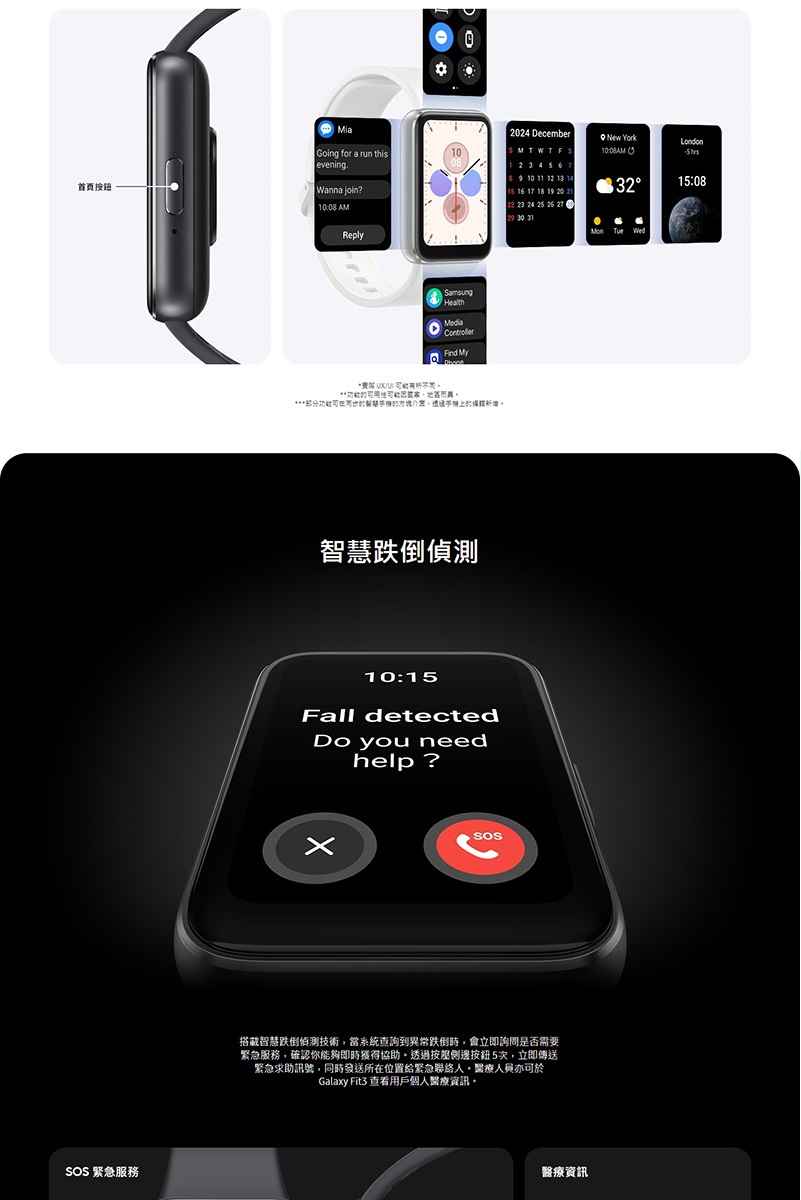 搭載智慧跌倒偵測技術,當系統查詢到異常跌倒時,會立即詢問是否需要