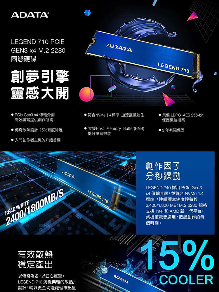 ADATA 威剛 LEGEND 710 1TB PCIe3.