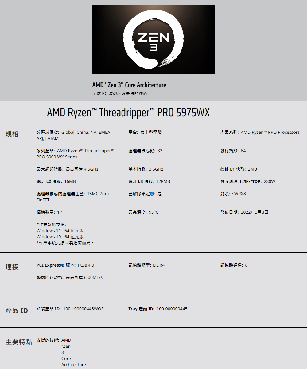 AMD 超微 Ryzen Threadripper PRO 