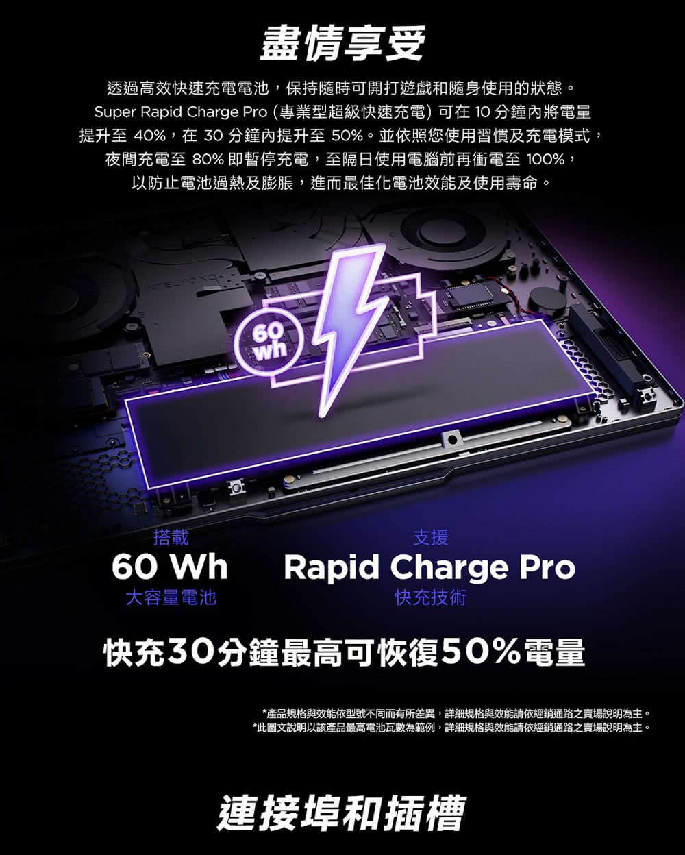 Super Rapid Charge Pro 專業型超級快速充電可在10分鐘內將電量