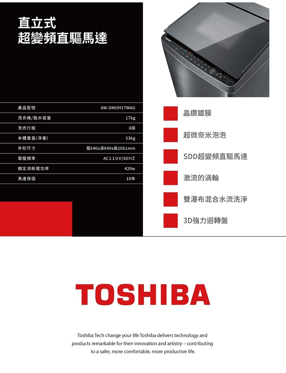 TOSHIBA東芝 AW-DMUH17WAG - 詳情5