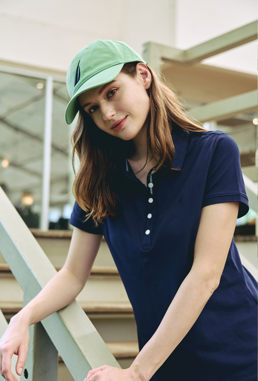 NAUTICA 女裝 經典帆船刺繡LOGO短袖POLO衫(深